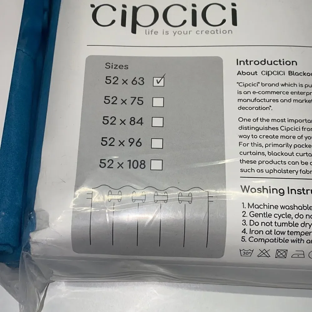 CUPCICI THERMAL INSULATED BLACKOUT Curtain 52x63 New 4 panel (for 2 window)